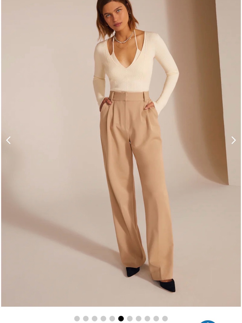 Favorite Daughter Favorite Pants Tailored Wide Leg in Beige
